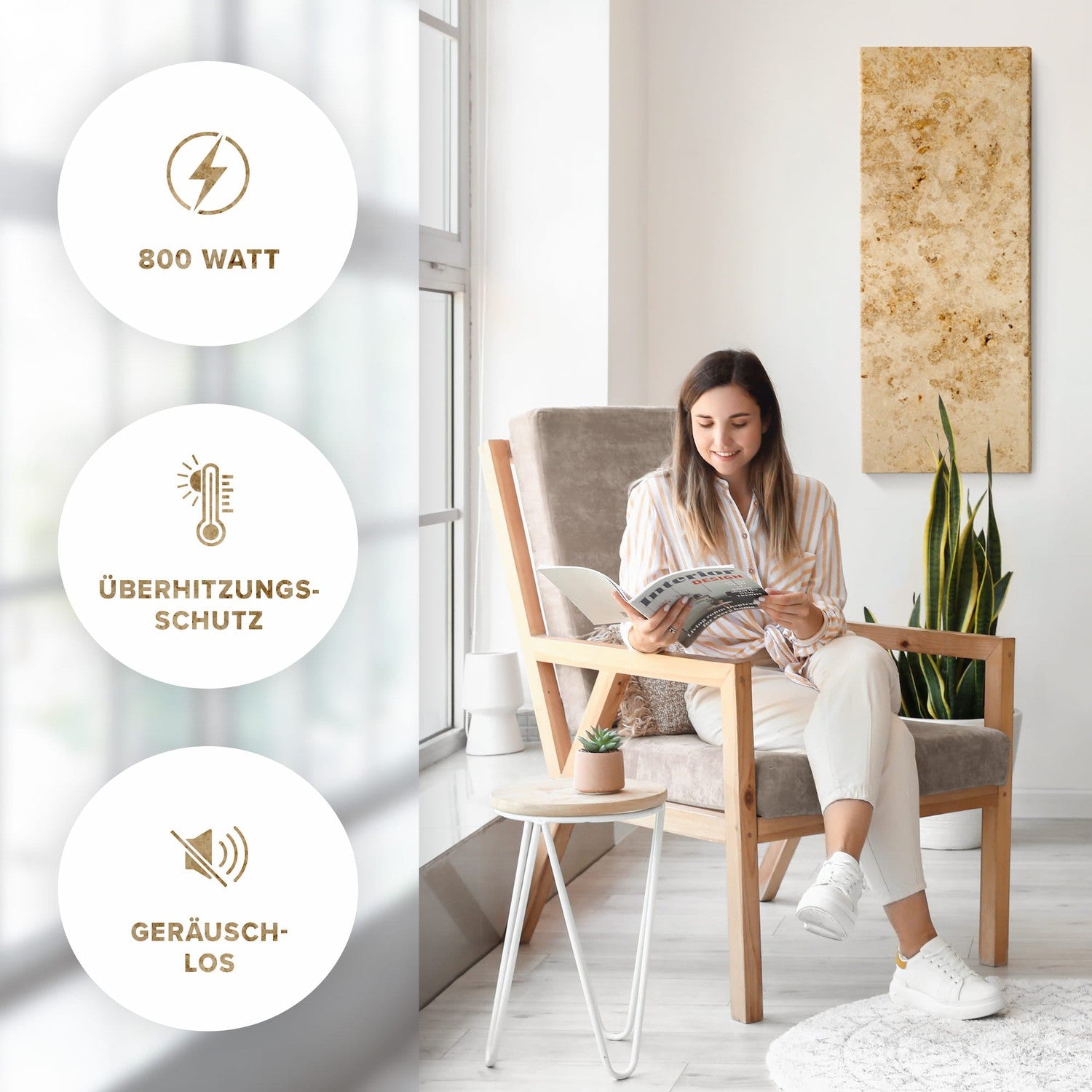 Riscaldamento a infrarossi in marmo 800 watt - Lymonit (Svizzera Plug Tipo J)