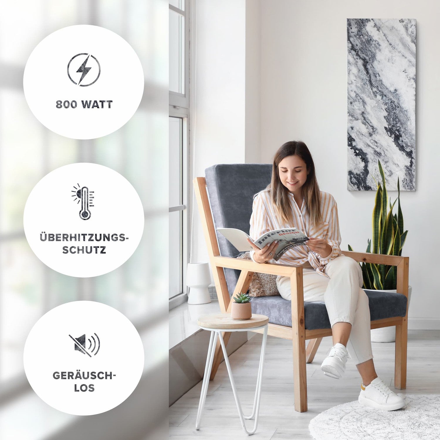 Riscaldamento a infrarossi 800 watt fatti di pietra naturale - qarama wifi smart home