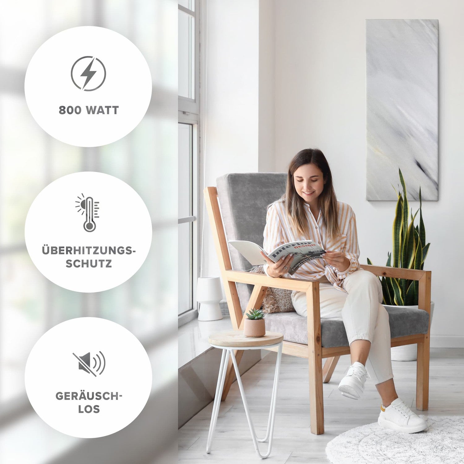 Riscaldamento a infrarossi in pietra naturale 800 watt - Bianco Wifi Smart Home