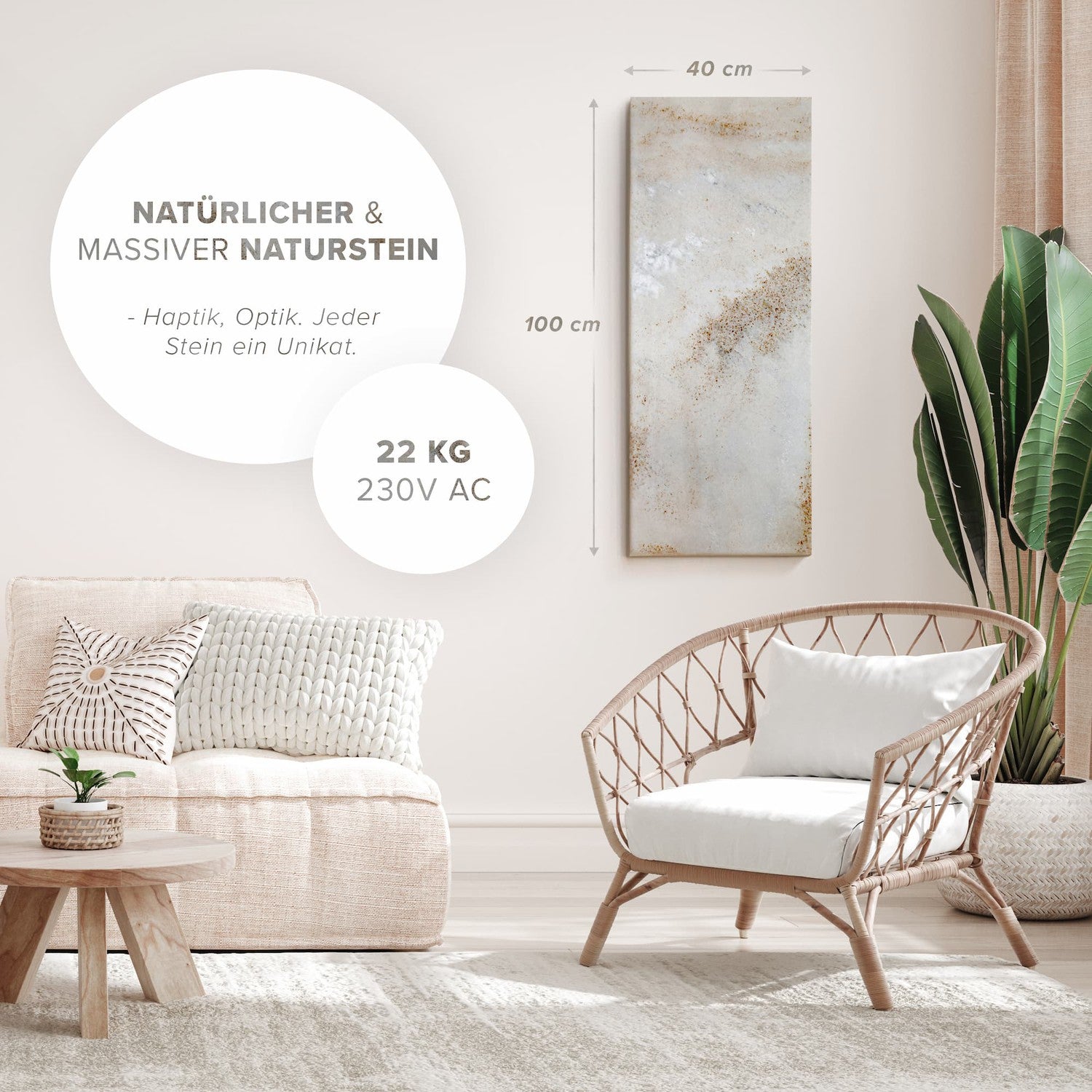Riscaldamento a infrarossi 800 watt fatti di pietra naturale - Shiva Wifi Smart Home