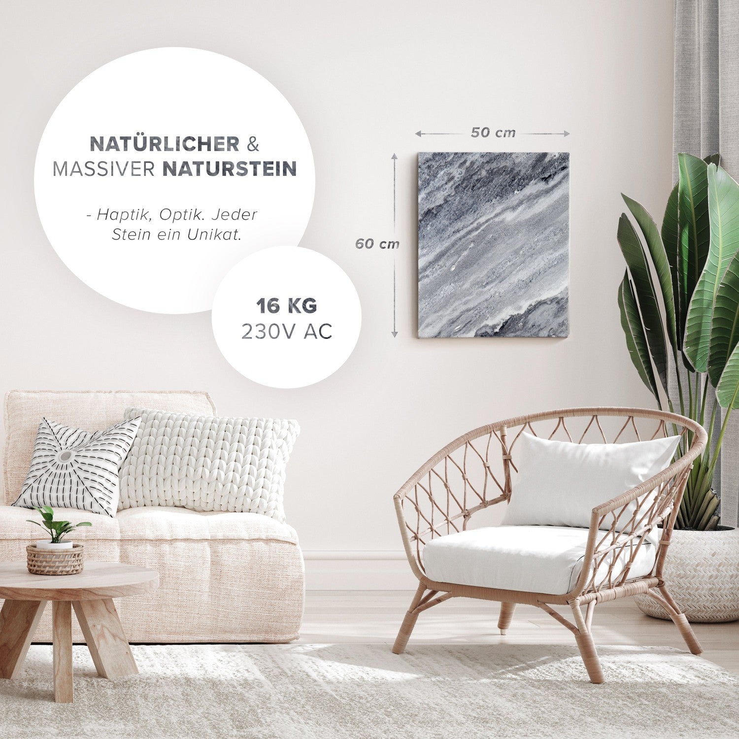 Riscaldamento a infrarossi 500 watt fatti di pietra naturale - Qarama (Svizzera Plug Tipo J)