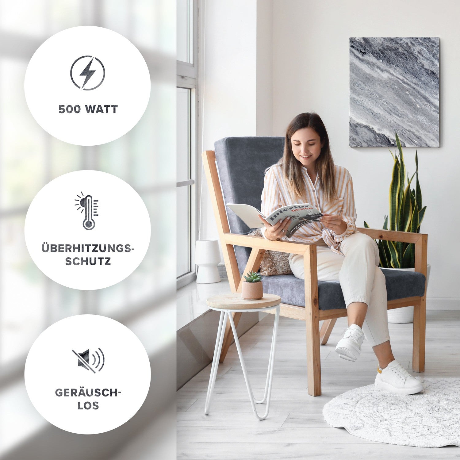 Riscaldamento a infrarossi 500 watt fatti di pietra naturale - Qarama (Svizzera Plug Tipo J)