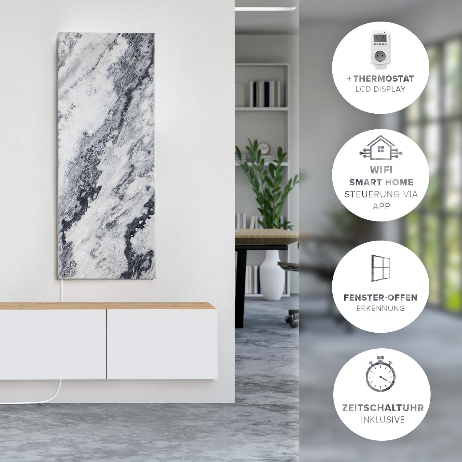 Riscaldamento a infrarossi 800 watt fatti di pietra naturale - qarama wifi smart home