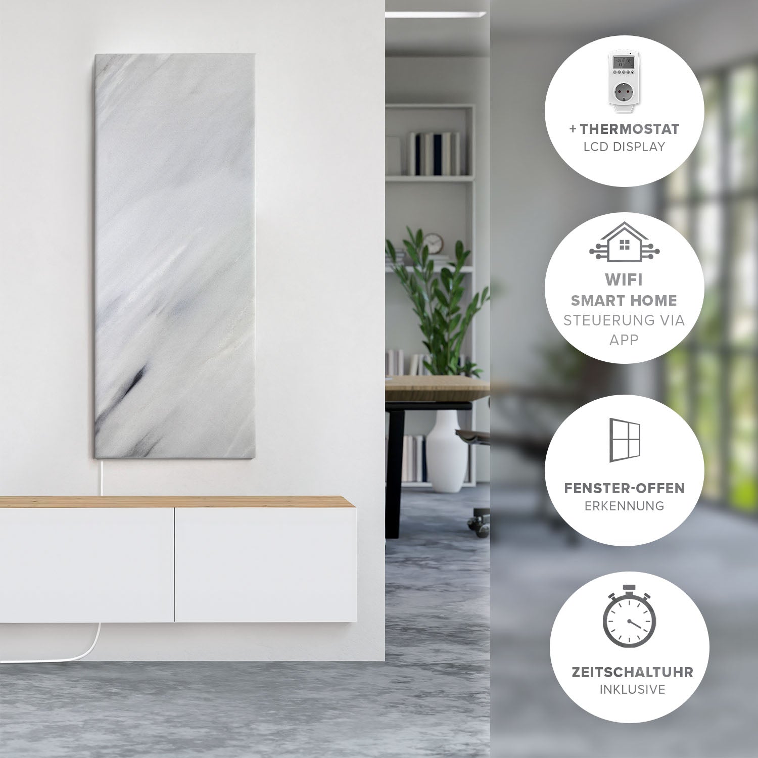 Riscaldamento a infrarossi in pietra naturale 800 watt - Bianco Wifi Smart Home