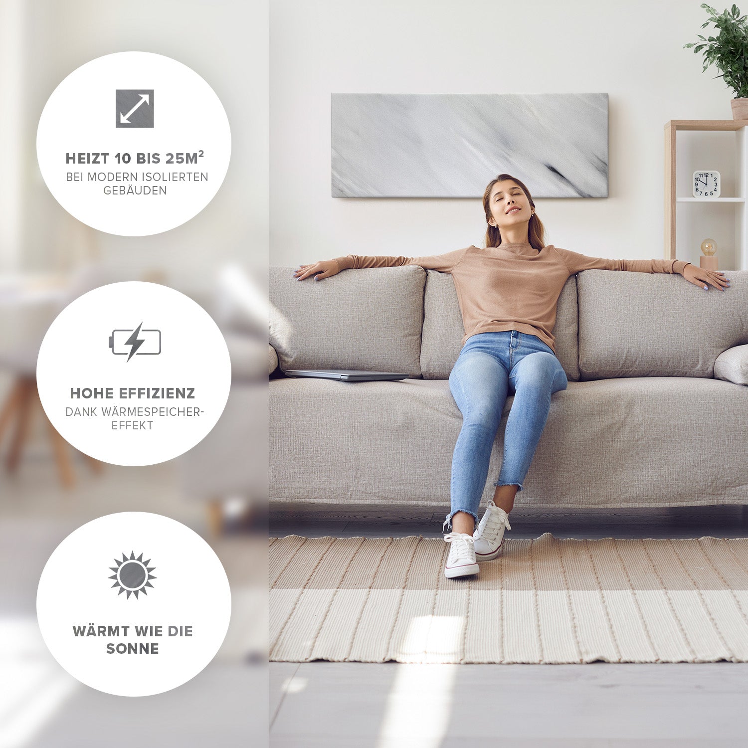 Riscaldamento a infrarossi in pietra naturale 800 watt - Bianco Wifi Smart Home